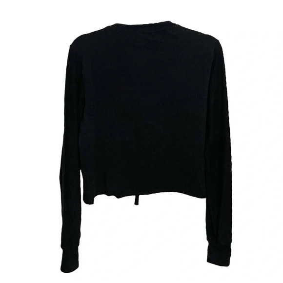 L’AGENCE Top Josilyn Lace Up Terry Sweatshirt Black Size Small - Picture 4 of 6